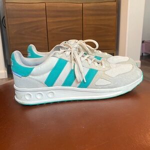Adidas White and Turquoise Running Shoes